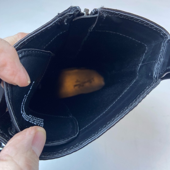 Black Combat Boots Womens 8.5 Lace Up Zip Side Lug Sole Moto - Picture 9 of 12